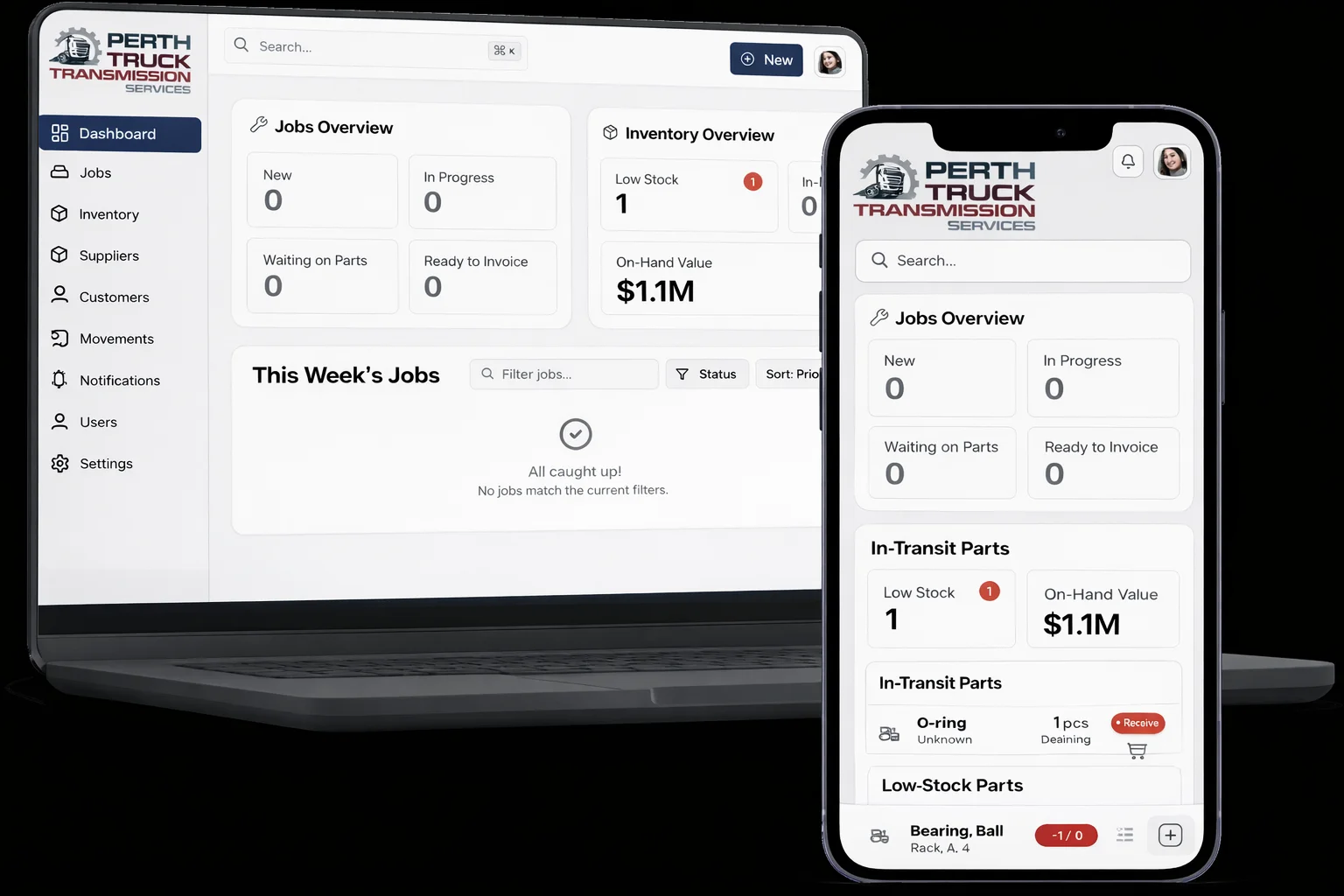 Perth Truck Transmission Services operations software