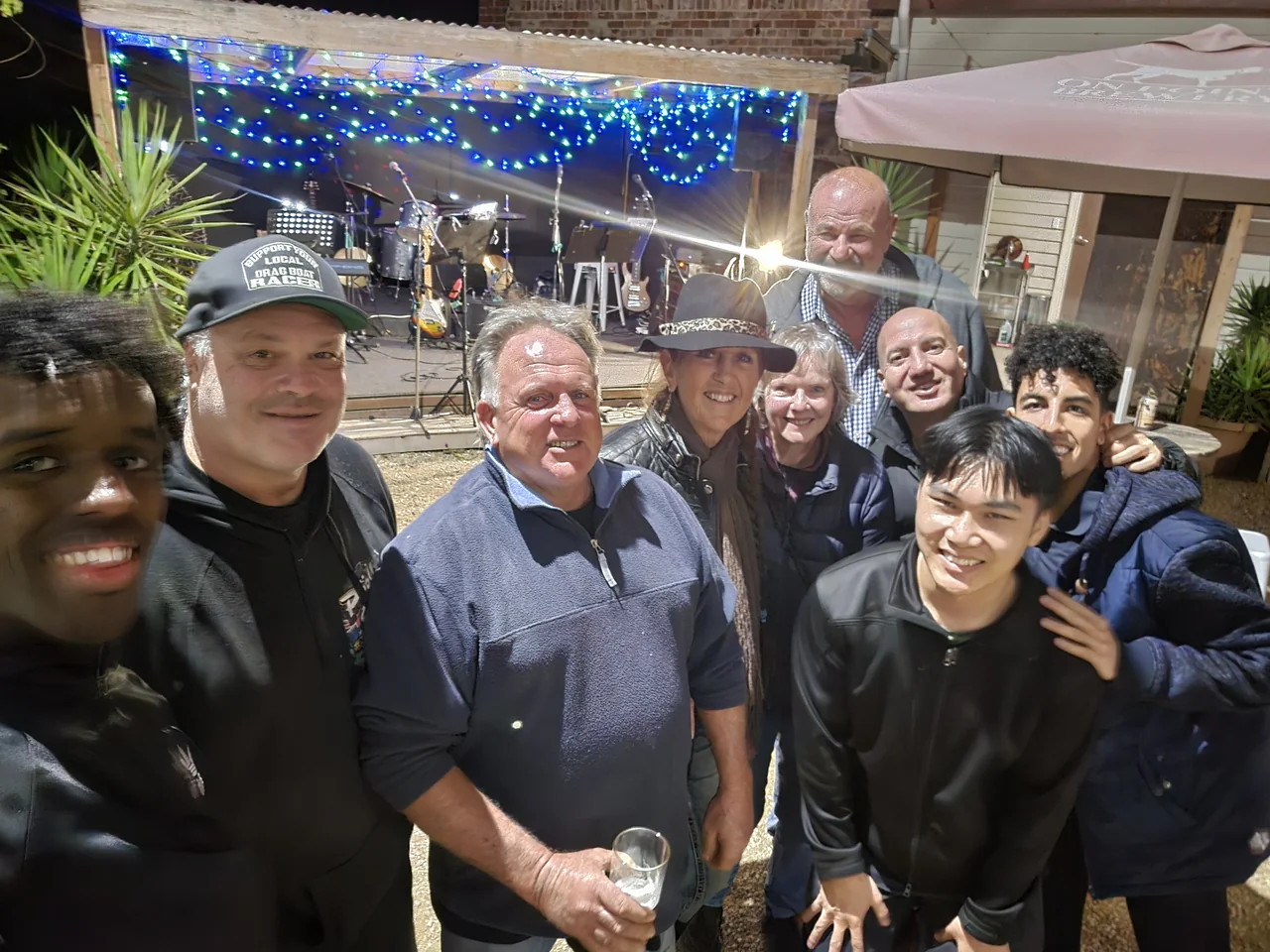 A group together at an evening event